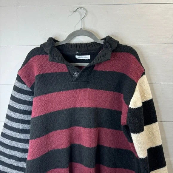 Judy Shop Striped Pull Over Sweater - Black, Red, Cream - Picture 2 of 6